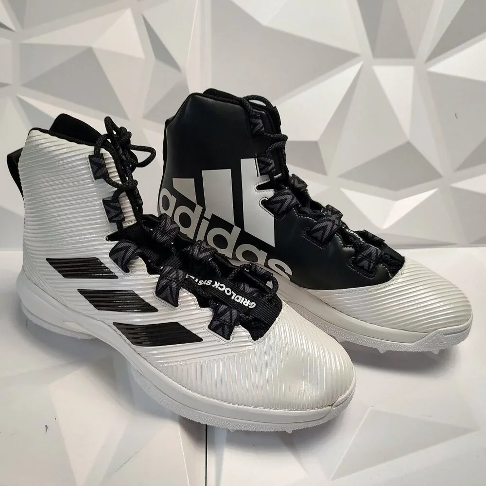 Adidas Mens Football Cleat 17 White Black Shoe Gridlock Linemen High Sport - Picture 10 of 10